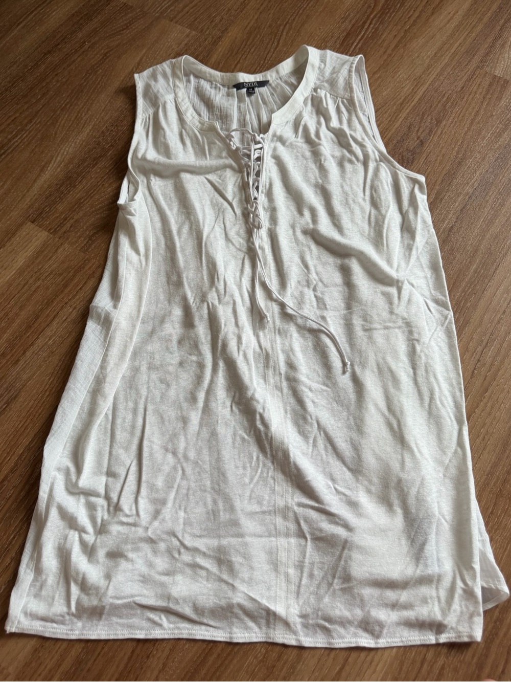 NYDJ White Lace-Up Sleeveless Tunic Top